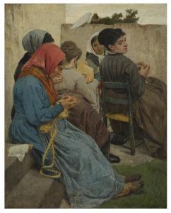 FERRONI Egisto 1835-1912,Le trecciaiole di paglia,1868,Christie's GB 2023-06-07
