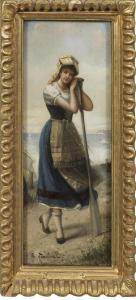 FERSTEL L 1800-1900,Paar Gemälde mit einer jungen Fischersfrau und ein,Schloss DE 2019-12-07