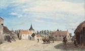 FESSER Marie Joséphine,A sunlit village square, possibly Saint-Parize-le-,1863,Venduehuis 2021-11-18