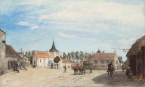 FESSER Marie Joséphine,A sunlit village square, possibly Saint-Parize-le-,1863,Venduehuis 2021-11-18