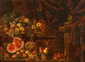 FETTI Mariano,Nature  morte aux fruits sur un entablement à la s,1600,Kahn & Associes 2017-04-19