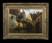 FEUCHT Theodor 1867-1944,View of Village Houses Along a Canal,New Orleans Auction US 2009-10-10