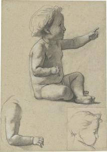 FEUERBACH Anselm,Study of a Child for the painting "Children at the,1859,Villa Grisebach 2023-11-30