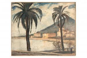 FEUILLATTE Raymond 1901-1971,Bord de mer aux palmiers,1927,Aguttes FR 2023-09-19