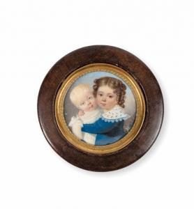 FEULARD Jean Pierre 1790-1849,Portrait d\’une enfant en robe bleue,1826,Damien Leclere FR 2018-06-29