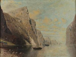 FEY Carl 1867-1930,Schiffe im Fjord Blick in einen weit ins Landesinn,1920,Mehlis DE 2021-08-26