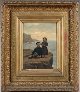 feyen Eugène 1826-1895,Deux enfants sur un rocher en bord de mer,Beaussant-Lefèvre FR 2017-06-22