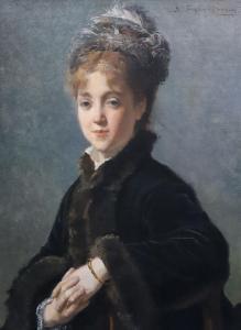 FEYEN PERRIN Francois N. Auguste 1826-1888,Half length portrait of a seated lady holding ,Gorringes 2022-03-08