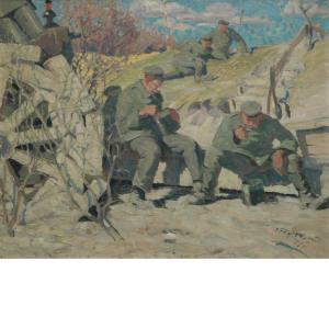 FEYERABEND ERICH 1889-1945,Lunch in the Trenches,1916,William Doyle US 2022-08-26