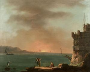 FIDANZA Francesco 1747-1819,Pêcheurs près d'une tour gênoise,Daguerre FR 2024-03-22
