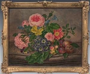 FIDLER Anton 1825-1855,Bouquet de fleurs sur un entablement,1851,De Maigret FR 2022-12-16