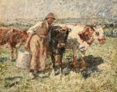 FIDLER Harry 1856-1935,Figure tending cattle,Tennant's GB 2020-11-14