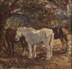 FIDLER Harry 1856-1935,Horses sheltering under a tree,Mallams GB 2024-02-14