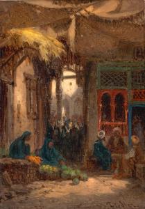 FIEDLER Bernard 1816-1904,Im Souk in Kairo: Zwei Szenen aus dem Basar,Galerie Bassenge DE 2022-06-02