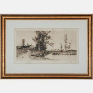 FIELD Edward Loyal 1856-1914,Stone Cottage by River,Gray's Auctioneers US 2020-09-30