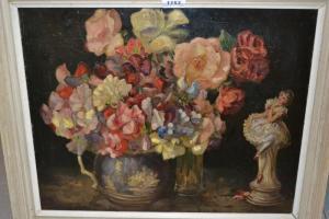 fieldhouse Florence,still life with flowers and figure,Lawrences of Bletchingley 2019-01-29