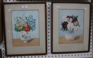 FIELDING Julia,Still Life Studies of Flowers in Vases,20th Century,Tooveys Auction GB 2010-05-18