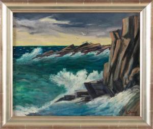 FIENE Ernest 1894-1965,Stormy Sea, Monhegan Island,Eldred's US 2024-02-16