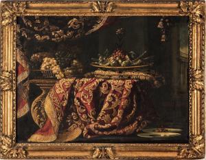 FIERAVINO IL MALTESE Francesco 1611-1654,Natura morta con cesta d'uva e tessuti,Cambi IT 2023-06-27