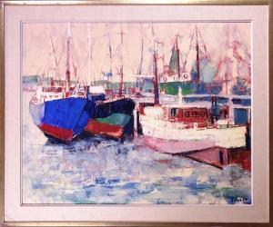 FIEVET Pierre 1925-1996,Bateau au port,Monsantic BE 2021-06-27