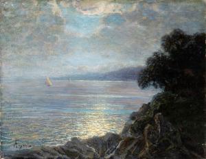 FIGARI Andrea 1858-1945,Paesaggio marino con barca a vela,Bertolami Fine Arts IT 2023-12-15