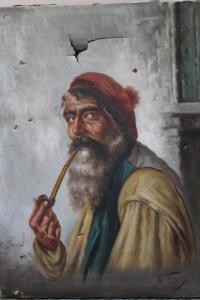 FIGERIO Roberto 1800-1800,Man smoking a long pipe,Cuttlestones GB 2016-09-09