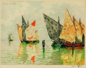 FIGURA Hans 1898-1978,Moored Sailboats.,Skinner US 2008-03-07