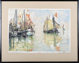 FIGURA Hans 1898-1978,Sailing Vessels on a Venetian Lagoon,20th century,Tooveys Auction 2023-01-18