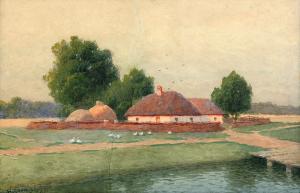 FILIMONOVICH KLIMENKO Filimon,A Ukrainian Settlement,1914,Stockholms Auktionsverket 2008-10-02