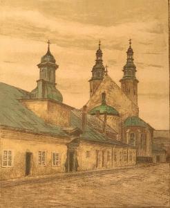 FILIPKIEWICZ Stefan 1879-1944,Kościół św. Andrzeja w Krakowie,1926,Sopocki Dom Aukcjny PL 2018-01-27