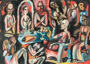 FILONOV Pavel Nikolaevitch 1883-1941,a religious scene of a group of people,888auctions 2020-08-27