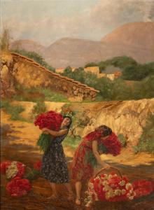 FILOSA Giovanni Battista 1850-1935,Donne che raccolgono fiori,Gliubich Casa d'Aste IT 2023-12-19