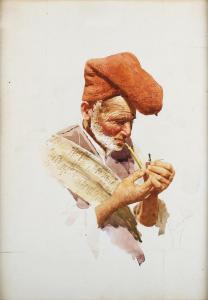 FILOSA Giovanni Battista 1850-1935,Fisherman lighting a Pipe,Tooveys Auction GB 2023-07-12