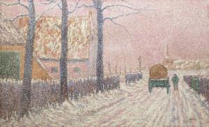 FINCH Alfred William,Le Faubourg sous la neige ou Scène de rue en hiver,1886,Christie's 2023-10-21