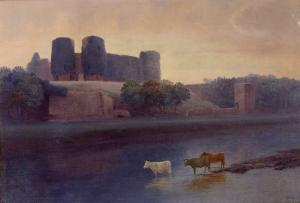 FINCHETT Thomas 1858-1931,Cattle watering in a river landscape with castle r,19th,Mallams 2021-07-07