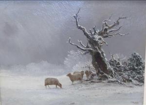 FINCHETT Thomas 1858-1931,Winter scenes with sheep,Halls GB 2023-03-08