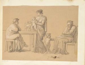 FINELLI Carlo 1786-1853,Crayon noir et rehauts de blanc sur papier beige.,Damien Leclere 2009-10-31