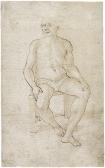 FINIGUERRA Maso 1426-1464,Studie eines sitzenden, männlichen Aktes,Galerie Bassenge DE 2014-11-28