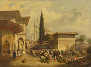 FINKE Auguste 1800-1800,Istanbul. Bazaar before the Kappanna fountain in t,Van Ham DE 2012-05-11