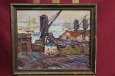 FINKELSTEIN Sacha 1890-1942,dock scene,1915,Reeman Dansie GB 2018-02-13