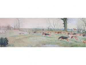 FINLEY A,Landscape with pack of hounds in full cry,1912,Capes Dunn GB 2012-03-13
