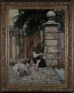 FINNEMORE Joseph 1860-1939,Child and Dog seated at a Garden Gate,1887,Tooveys Auction GB 2022-05-11
