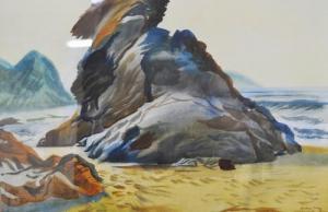 FINNY Richard Jeffery 1909,Rocks on a beach signed watercolour,Gilding's GB 2016-07-12