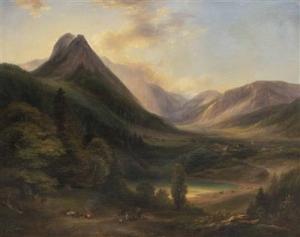 FISCHBACH Johann Heinrich 1797-1871,Gebirgslandschaft mit See,Palais Dorotheum AT 2022-04-13