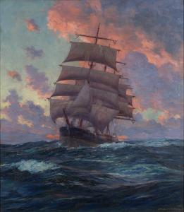 FISCHER Anton Otto 1882-1962,Ship Sailing at Sunset,1938,William Doyle US 2023-05-03