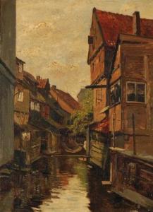 FISCHER August 1854-1921,Canal view from Germany,1894,Bruun Rasmussen DK 2018-10-22