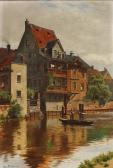 FISCHER August 1854-1921,View from the Pegnitz River at Nuremberg,Bruun Rasmussen DK 2017-04-10