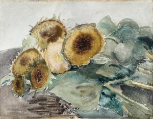 FISCHER Carl 1887-1962,A bouquet of sunflowers on a table,1949,Bruun Rasmussen DK 2024-04-01