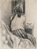 FISCHER Carl 1887-1962,The artist's wife Ely with her back turned looking,Bruun Rasmussen 2024-04-01