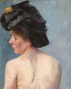 FISCHER Clara 1856,A lady with a hat,1900,Stahl DE 2007-06-16